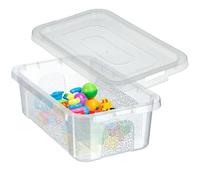 KADAX Caja de almacenamiento rectangular con tapa, contenedor de almacenamiento, contenedor apilable, caja de plástico, caja de almacenamiento que ahorra espacio (4,5 L, transparente)