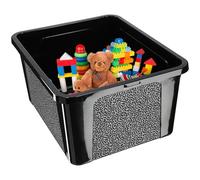 KADAX Caja de almacenamiento rectangular con tapa, contenedor de almacenamiento, contenedor apilable, caja de plástico, caja de almacenamiento que ahorra espacio (20 L, negro)