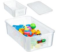KADAX Caja de almacenamiento rectangular con tapa, contenedor de almacenamiento, contenedor apilable, caja de plástico, caja de almacenamiento para ahorrar espacio (5L, transparente)