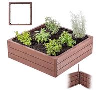 KADAX Cama de jardín, arriate elevado, para el cultivo de verduras, flores y hierbas, macizos de hierbas, huertos, marco de plástico (cuadrado marrón)