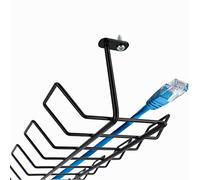 KADAX Canaleta horizontal de acero, 72,5 x 16,5 x 8,7 cm, cubierta horizontal para cables, soporte atornillable, bandeja para cables montaje bajo mesa, cesta para cables (negra)