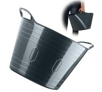 KADAX Cesta de plástico flexible con asas, cesta de lavandería, cesta de juguetes multifuncional, cesta multiusos, contenedor redondo para ropa, cesta universal (gris oscuro, 26 L)