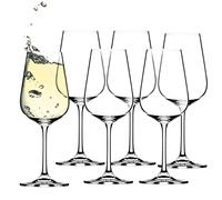 KADAX Copas de vino blanco de cristal, juego de 6, 360 ml, copas de vino con tallo largo, elegantes y sencillas para el hogar, fiestas