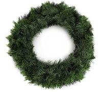 KADAX Corona de Navidad de plástico PVC, corona de Navidad para puerta, corona de Adviento, corona de puerta para Navidad, corona de abeto artificial, corona de mesa (Lisa 45 cm)