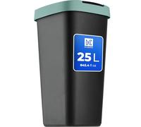 KADAX Cubo de Basura de 25 Litros Con Tapa Basculante, Para Separación de Basura, Cesta de Plástico Resistente (Negro/Verde)