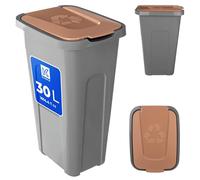 KADAX Cubo de basura para separación de residuos, 30 L, robusto cubo de basura con tapa hermética, contenedor de basura para sistema de separación de residuos, cubo de basura de plástico (1, tapa