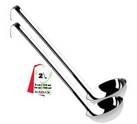KADAX Cucharón para Sopa, Cazo de Acero Inoxidable con Mango Largo y Ergonómico para Servir Sopas, Caldos y Guisos, Utensilios de Cocina (Juego de 2: 125ml y 190ml)