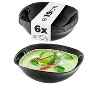 KADAX Cuenco de cristal negro, 17,5 x 17,5 cm, juego de cuencos para cereales, apto para microondas, bandeja para servir ensaladas, sopas, aperitivos, frutas (negro/6 unidades)