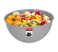KADAX Cuenco de plástico, ensaladera, cuenco apilable, cuenco de plástico, cuenco de cocina, cuenco redondo para servir para cocina, ensalada, masa, apto para lavavajillas (2L, gris)