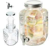 KADAX Dispensador de bebidas de cristal de 4 l con inserto, dispensador de agua con grifo y tapa, dispensador de zumo, dispensador de limonada, dispensador de bebidas frías (modelo 1)