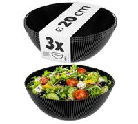 KADAX Ensaladera de 20 cm, juego de 3 cuencos negros de vidrio opalino, ideal como cuencos de cereales, cuencos para sopa, ensalada, postre o cuencos para servir (negro)