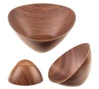 KADAX Ensaladera de plástico, elegante cuenco, cuenco de imitación de madera, moderno cuenco para servir, cuenco de plástico, cuenco para aperitivos (triangular, 20,5 cm)