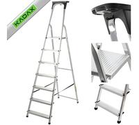KADAX Escalera Aluminio 6 peldanos Plegable | Escalera Multiuso | hasta 150kg | Antideslizante Estable | casa Taller