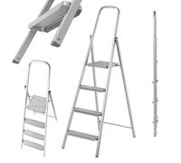 KADAX Escalera de acero unilateral con patas antideslizantes, escalera con es...