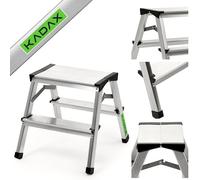 KADAX Escalera de Aluminio, Escalera Plegable hasta 125 kg, Escalera escalonada con escalones Antideslizantes, Escalera de pie, Escalera de Aluminio en Ambos Lados, (2 peldańos)