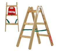KADAX Escalera de Madera de Pino Imreganda con 3 Peldaños, Diseño Plegable y Soporte de hasta 150 kg, Ideal para Uso en Interiores y Exteriores