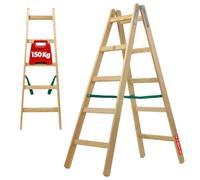 KADAX Escalera de Madera de Pino Imreganda con 5 Peldaños, Diseño Plegable y Soporte de hasta 150 kg, Ideal para Uso en Interiores y Exteriores