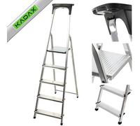 KADAX Escalera Madera 5 peldanos Plegable | hasta 150kg | Gancho Acero | casa Pintura Taller | Madera Maciza Antideslizante