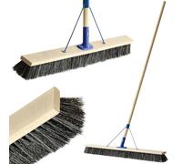KADAX Escoba de carretera con mango largo de madera, escoba de madera ancha, rascador robusto, cepillo industrial, cepillo para fregar, cepillo rascador (100 cm)