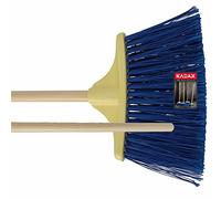 KADAX Escoba para barrer calles y aceras, escoba de jardín con mango de madera, cepillo de nailon industrial para aceras, color azul índigo
