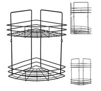 KADAX Estante de esquina de ducha, organizador de baño, estante de la esquina, estante de baño, estante de ducha, soporte para gel de ducha y champú para ducha, cesta de ducha (negro, 2 niveles)