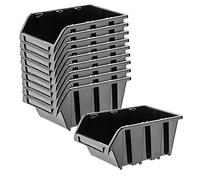 KADAX Gavetas Apilables y Modulares de Plastico para Herramientas, Cajas Organizadoras de Almacenaje, Cajas de Almacenamiento (Negro: 10, 390 x 240 mm)