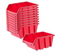 KADAX Gavetas Apilables y Modulares de Plastico para Herramientas, Cajas Organizadoras de Almacenaje, Cajas de Almacenamiento (Rojo: 10, 390 x 240 mm)