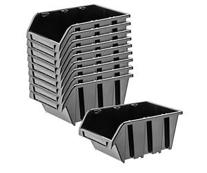KADAX Gavetas Apilables y Modulares de Plastico para Herramientas, Cajas Organizadoras de Almacenaje, Cajas de Almacenamiento (Negro: 10, 390 x 240 mm)