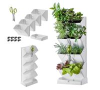 KADAX Jardín vertical, torre de plantas de plástico resistente, maceta con soporte en 2 variantes de color, jardín de hierbas para balcón, terraza, cocina y jardín (blanco)