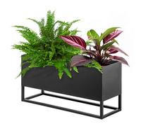 KADAX Jardinera ancha de barra de acero negro, soporte para flores para interior y exterior, parterre, maceta, macetero, soporte para flores (altura: 30 cm)