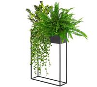 KADAX Jardinera ancha de barra de acero negro, soporte para flores para interior y exterior, parterre, maceta, macetero, soporte para flores (altura: 90 cm)