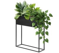 KADAX Jardinera ancha de barra de acero negro, soporte para flores para interior y exterior, parterre, maceta, macetero, soporte para flores (altura: 70 cm)