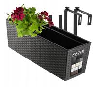KADAX Jardinera de plástico, 18,5x56 cm, macetero con inserto, grafito