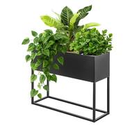 KADAX Jardinera grande de acero negro, soporte de flores para interior y exterior, parterre de flores, maceta, soporte de flores (altura: 50 cm)