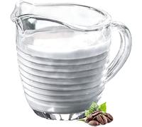 KADAX Jarra de leche de cristal con asa para leche, crema, salsa, café, fácil de limpiar, transparente (200 ml, rayas)