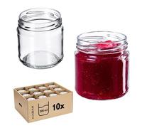 KADAX Juego de 10 Tarros Pequeños de 200 ml, Botes de Cristal con Tapa Hermética de 66 mm para Miel, Conservas, Especias y Mermeladas (Sin Tapas)