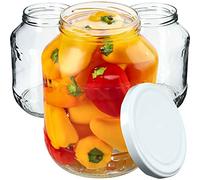 KADAX Juego de 12 tarros de cristal de 1,7 l con tapa de rosca de 89 mm de diámetro - tarros herméticos para mermeladas, miel, encurtidos, pepinos, fermentación, conservas caseras, bomboneras (tapa