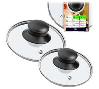 KADAX Juego de 2 tapas de cristal, tapas de ollas de 16 y 18 cm de diámetro, resistentes al calor, con asa, para ollas y sartenes, cocción controlada