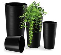 KADAX: Juego de 3 macetas + bandeja, soporte para plantas de grafito, alto, para jardín, 57 cm
