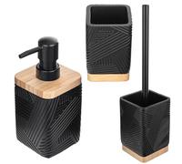 KADAX Juego de 3 vasos para cepillo de dientes, dispensador de detergente y cepillo de dientes, vaso decorativo para cepillos de dientes, dispensador de jabón moderno, juego de inodoro (cuadrado