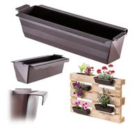 KADAX Juego de 6 jardineras para palés con sistema de suspensión, 37 x 9 cm, marrón, para plantar y decorar como maceta de balcón, maceta para palés europeo, inserto para maceta y macetero en