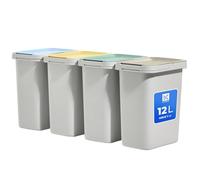KADAX Juego de cubos de basura para separación de residuos, sistema de separación de residuos, cubo de basura robusto con tapa hermética, clasificador de basura, contenedor de basura, cubo de basura