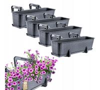 KADAX Juego de jardineras para balcón, juego de jardineras de plástico, 60...