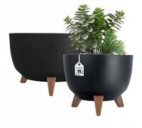 KADAX Juego de macetas, cuenco redondo para flores, 29 cm + 40 cm, negro