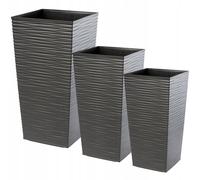 KADAX Maceteros Altos para Plantas de Interior y Exterior, Macetas de Plástico, Jardineras Altas (Texturizado, Grafito, 46.5 cm, 57.5 cm y 68 cm, Aprox. 75L)