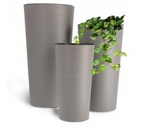 KADAX Maceteros Altos para Interior y Exterior, Macetas Grandes y Decorativas para Plantas de Gran Tamaño y Árboles Pequeños (Gris, Juego de 3)