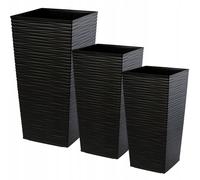 KADAX juego de maceteros, macetero de plástico, 25+30+35 cm, negro
