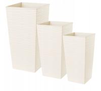 KADAX juego de maceteros, macetero de plástico, 30+35+40 cm, crema
