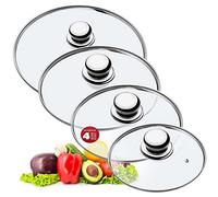 KADAX Juego de tapas universales de cristal con asa, tapas resistentes al calor, juego de tapas de sartenes en diferentes tamaños, tapa de cristal para (20 + 24 + 26 + 28 cm, mango de metal)