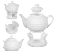 KADAX Juego de tetera de 900 ml con calientaplatos, tetera de porcelana con tapa, asa y olla de té, tetera con calentador de velas para té, juego de té (blanco II)